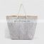 2019 grey waterproof jute beach tote bags with rope cotton handle  beach tote women shopping weekend bag