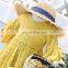 Yellow Flare Sleeve Girl Dress 2020 Summer New Style Cotton Causal Dress Kids Clothes