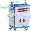 Medical Hospital Furniture Abs Emergency Medical Trolley for Hospital Usage Medicine Trolley Cart