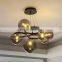 Unique Luxury Modern Style LED Pendant Light Glass Smoky Balls Ceiling Hanging Light Gold Indoor Decoration Chandelier