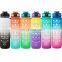 Workout Sport Custom Logo Insulated Straw Strainer Tritan 1L Plastic Motivational Water Bottles with Time Marker