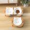 Non-slip Feeding Cat Pet Dog Stand Natural Bamboo Rack Ceramic Bowls Feeder for Pets