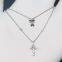 S925 sterling silver necklace diamond pearl cross clavicle chain