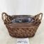 Handmade Wood Chip Woven Basket With Handles