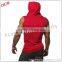 cheap blank mens sleeveless workout zip hoodies stringer tank top with Hood