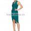 Lady's silk crepe de chin drape evening dress