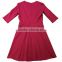 Customized muslim Newly supply red long sleeve casual knitted two types fabric sequin lady dress