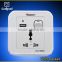 Hot Selling Wallpad White PC110~250V Electrical Universal Wall Socket with Switch Usb Charger Port USB Power Wall Light Socket