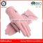 Helilai Ladies Candy Color Woolen Gloves with Lace Bow on the back Women Woolen Gloves