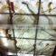 High light transmittance white onyx; white onyx with rusty veins