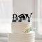 New Custom Personalized Bride and Groom Words Silhouette Wedding Cake Topper