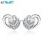 Enamel Love Heart Silver 925 Daily Look Stud Earrings Fashion