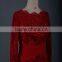 RSE665 Sexu Back Open Keyhole Long Sleeves Wine Red Arabic Patterns Of Lace Evening Dress