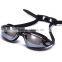 HuaYi swimming goggles with degree 150--600 Anti-fog Anti-UV waterproof Mirror Coated glasses.