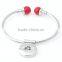 2016 new design snap button bangle gold plating snap button cuff bangle small red stone beads twist bangle