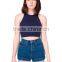 2015 new design fitness gym Apparel, plain solid color Cotton Spandex Sleeveless Crop Top custom for women wholesale