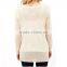 clairvoyant front patch pocket rib knit cuff crew neck slub long sleeve knit ladies pullover