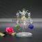 High Quality Faceted crystal apple tree with metal leaf Crafts