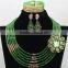 Emerald Green African Wedding Crystal Beads Necklace Nigerian Earrings Jewelry Sets