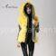 Fashionable winter women real yellow fox fur jacket with fur inside and fur collar mens coat