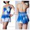 Hot sexy girl tie dyed blue and white backless spaghetti dress with rayon material