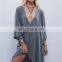 Cotton Dolman Sleeve Loose Fit Slit Kaftan Casual Long Dresses Beach NT6714