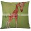 Home decorative throw sofa pillow cover custom cute giraffe design linen digital printing cushion cover