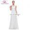 Grace Karin Sleeveless V-Back White Chiffon Plus Size Prom Dress for Fat Women CL007555-4