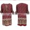 Embroidery Neck Design Long Sleeve Woman Tunic Printed Ethnic Tops