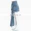 TWOTWINSTYLE Women Denim Skirt High Waist With Sashes Patchwork Loose Streetwear Asymmetrical
