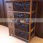 Brown Chest of Drawers Shabby Chic Storage Unit Wicker Baskets Dark Wood Cabinet