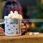 Christmas holiday customised matte steel enamel cup coffee mug for gift
