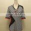 fashion lace black-and-white stripe plus size blouse for woman