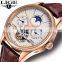 LIGE 6826 Classic Mens Automatic Watches Tourbillon Movement Fashion Watch Straps Leather