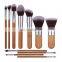 11pcs Professional Makeup Brush Set Private Label Bamboo Beauty Tools With Pouch