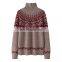 Custom Knit Mock Neck Cashmere Wool Blend Sweater Winter Retro Jacquard Front Logo Casual Style OEM Service Available