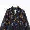 French printed loose casual hanging neck mid length dress for women