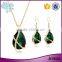 Fancy gold jewelry high density zinc alloy gold plated glass crystal pendant necklace set