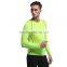 custom long sleeve fluo yellow Nylon skin compression tights