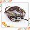 Latest Fashion Long Top Design Womens Leather Wraps Colorful Beads Bracelet
