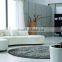 2015 Modern Round Corner Leather Sofa Set With Ottoman and Coffee Table 8024