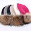 Winter knit hat with ball top/wool knitting hat with fur pompom for women KZ160048