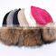 Winter knit hat with ball top/wool knitting hat with fur pompom for women KZ160048