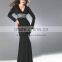 Gorgeous beaded shinning belt V-neck spandex cotton kaftans evening dress for long sleeve
