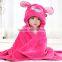 Cute Pink stitch Flannel Baby Hoodie Blanket