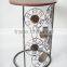 RH-4647 Metal round wood top snack coffee table Circle Motif Sofa Side Table