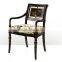 Classic Elegant Chinoiseries Painted English Style Solid Wood Dining Armchair with Beautiful Floral Fabric BF12-05274d