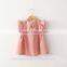 Pink Flutter Sleeve Linen Summer Dress Baby Frocks Designs Lace Boutique Girl Dress