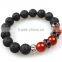Skull Charm Lava Stone Bracelet Rhinestone Crystal Spacer Bead Red Agate Bracelet