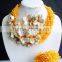 Fancy styles!!! New arrival beauty yellow coral and shell flower jewelry set